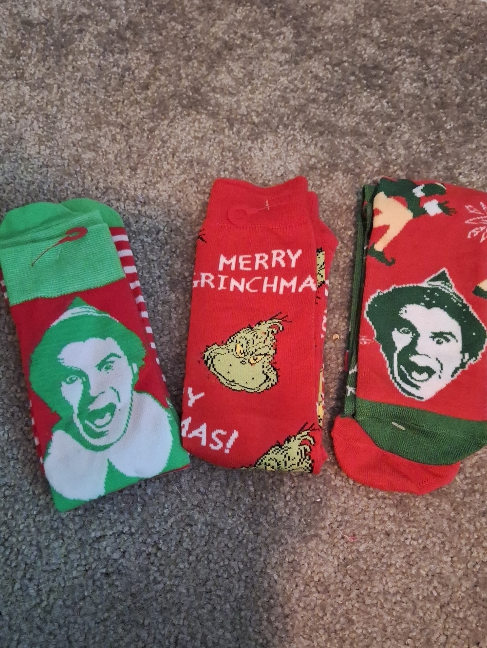 Holiday Grinch-Themed  Crew Socks - Red & Green